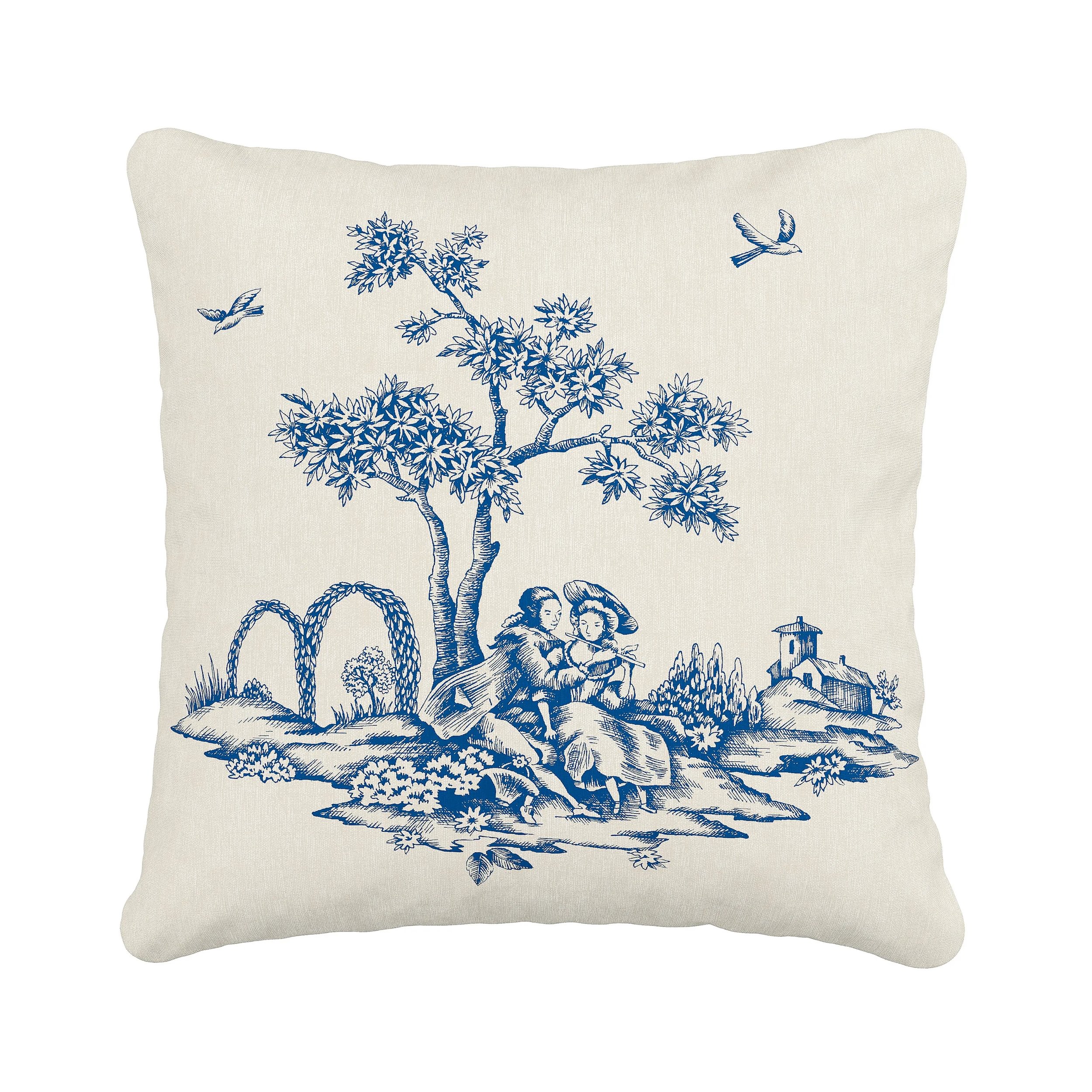 Enchanted Garden Cotton Cushion By Va In Blue